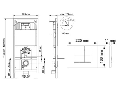 Инсталляция Berges Wasserhaus Novum S5 040245 для унитаза с Черной клавишей смыва