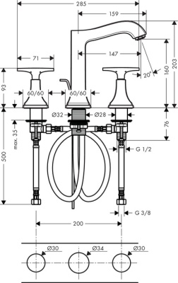 Смеситель для раковины Hansgrohe Metropol Classic 31307000 Хром
