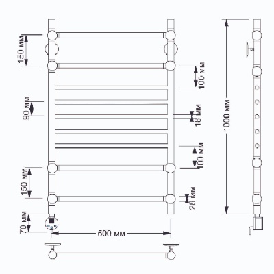 Электрический полотенцесушитель Secado Флоренция 4 50х100 Бронза