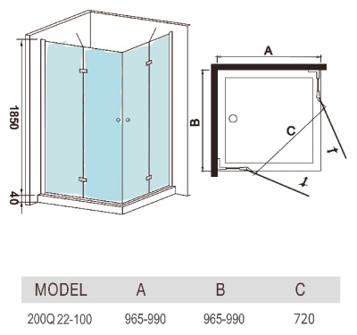 Душевой уголок WeltWasser WW200 Q22 100x100 10000002933 профиль Хром стекло прозрачное