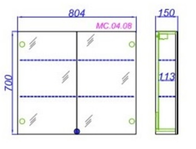 Зеркальный шкаф Aqwella МС 80 МС.04.08/DS Дуб сонома