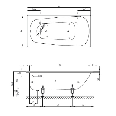 Стальная ванна Bette Form 150х70 3500-000 AD с шумоизоляцией
