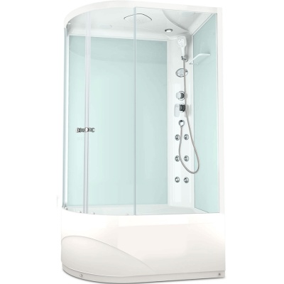 Душевая кабина Domani-Spa Delight 128 High 120x80 DS01D128RHWCl10 с гидромассажем профиль Белый задние стенки Белые