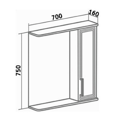 Зеркало со шкафом Runo Олимпия 70 R Белое