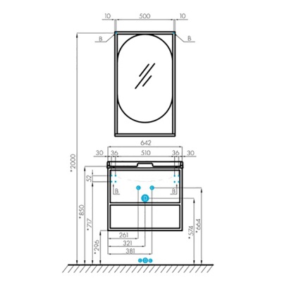 Зеркало Акватон Лофт 50 1A242502LTDU0 Дуб Эндгрейн