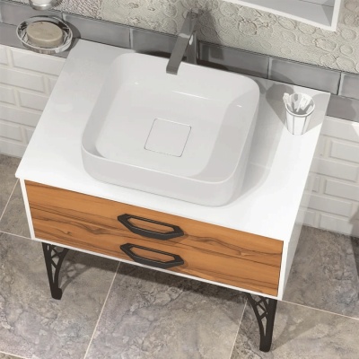 Тумба под раковину Opadiris Дольче Лофт 80 00-00000657 Белая глянцевая/Светлое дерево