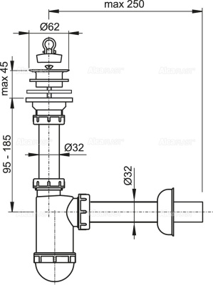Сифон для раковины Alcaplast A421 Белый