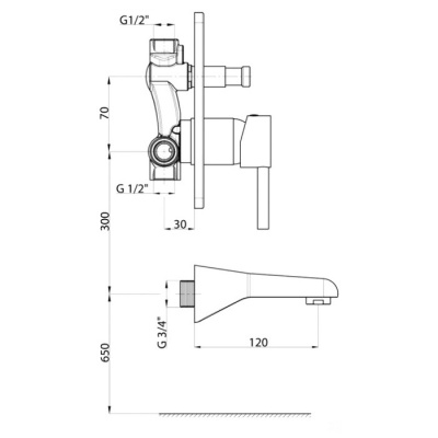 Смеситель для ванны GPD Espina MAB70 Хром