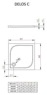 Акриловый поддон для душа Radaway Delos C 100x100x6 белый