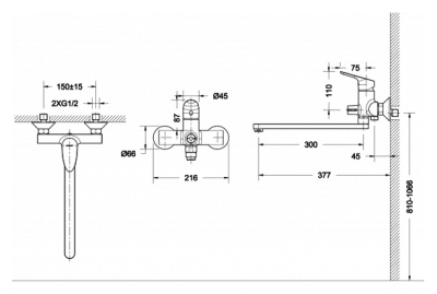 Смеситель для ванны Bravat Drop F64898C-L универсальный Хром