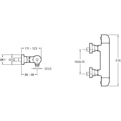 Смеситель для душа Jacob Delafon Villette E23720-CP с термостатом Хром