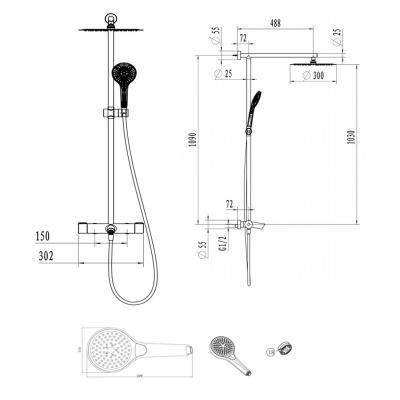 Душевая система Villeroy&Boch Embrace Plus TVS1083000261 с термостатом Хром
