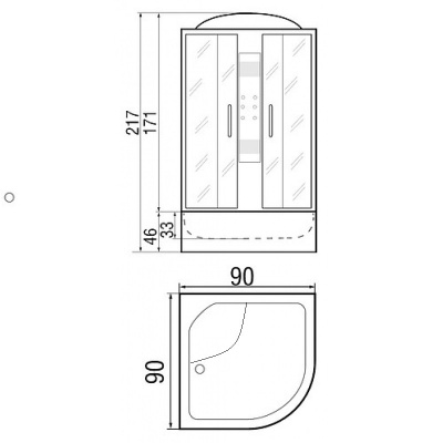Душевая кабина River Temza 100x100x46 ТН 10000001304+10000000169 с поддоном