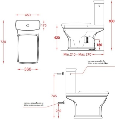 Унитаз компакт Artceram Civitas CIV004 34 00 Серый