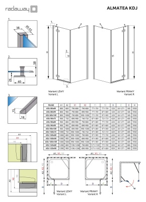 Душевой уголок Radaway Almatea KDJ 90x80 L профиль Хром стекло прозрачное