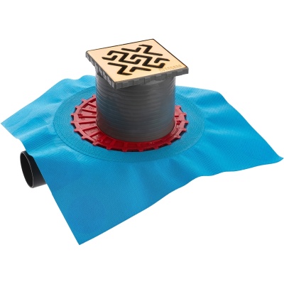 Душевой трап Berges Wasserhaus Zentrum Antik 100x100 092364 с решеткой Золото глянец