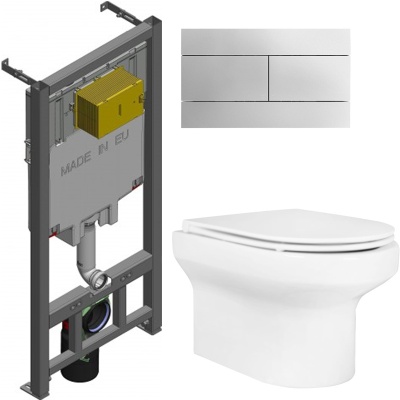 Комплект унитаза с инсталляцией Jacob Delafon Elite E21742RU-00 с сиденьем Микролифт и клавишей смыва Хром