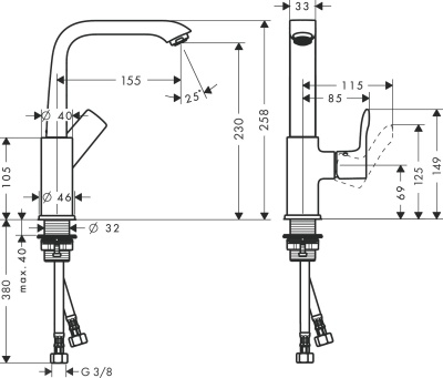 Смеситель для раковины Hansgrohe Metris 31081000 Хром