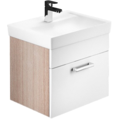 Тумба с раковиной Iddis Mirro 50 подвесная Белая Светлое дерево