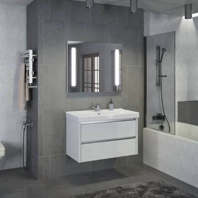 Тумба с раковиной Comforty Дублин 90 4142207 подвесная Белый глянец