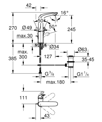 Смеситель для раковины Grohe Eurostyle 23569003 Хром