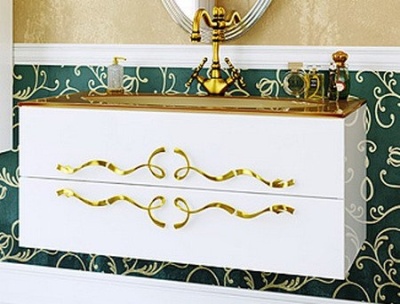 Тумба под раковину Aqwella Clarberg Due amanti 120 Due.01.12/W/GL подвесная Белая ручки Золото