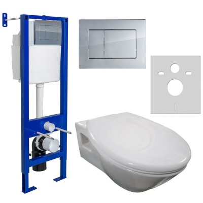Комплект унитаза Berges Wasserhaus Top Standart с инсталляцией 046331 с сиденьем Микролифт и клавишей смыва Хром