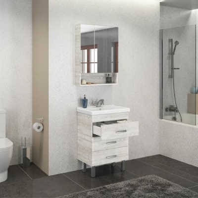 Тумба с раковиной Comforty Никосия 60Н 4142203 Дуб белый