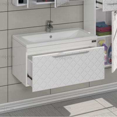 Тумба с раковиной СанТа Калипсо 80 1 ящик подвесная Белая