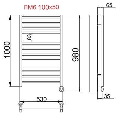 Электрический полотенцесушитель Ника Modern ЛМ 6 100x50 масляный Antique silver matt 15 перекладин