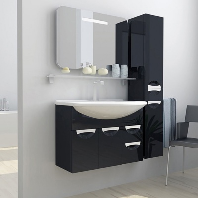 Шкаф пенал SanVit Лайм 36 с фактурой под дерево подвесной Венге