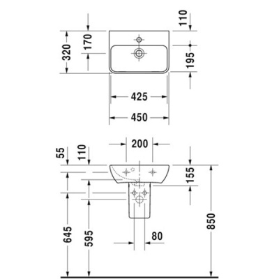 Раковина Duravit ME by Starck 45 0719450000 Белая