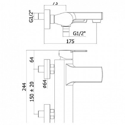 Смеситель для ванны Paffoni West WS022CR Хром
