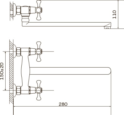 Смеситель для ванны Zerix TMK 827 ZX0087 универсальный Хром