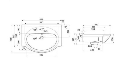 Тумба c раковиной Bellezza Миа 65 Белая