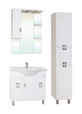 Зеркало со шкафом Bellezza Миа 85 с подсветкой L Белое