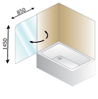 Шторка для ванны Kolpa San Terra TP 85 профиль хром, стекло прозрачное