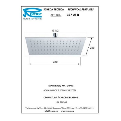 Верхний излив Remer 357UFR Полированная сталь