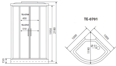 Душевая кабина Timo Eco 100x100 TE-0701 с гидромассажем