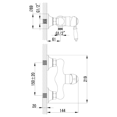Смеситель для душа Lemark Villa LM4803B Бронза