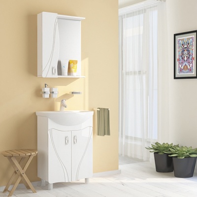 Зеркало со шкафом Mixline Лима 55 L 533184 с подсветкой Белое