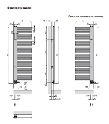 Полотенцесушитель Zehnder Yucca Cover YPR-180-60 Белый правый