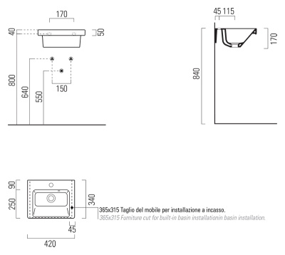Раковина GSI Norm 42 8684111 белая