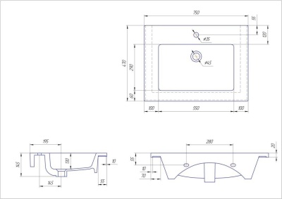 Раковина Edelform Nota 75 А107 Белая