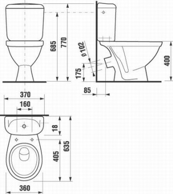 Унитаз компакт Jika Lyra 2423.4 с бачком без сиденья