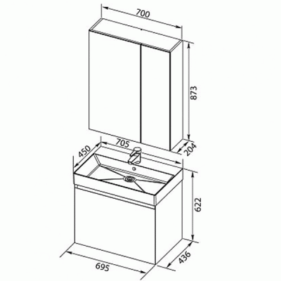 Комплект мебели для ванной Aquanet Нью-Йорк 70 211660 подвесной Шпон Орех