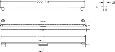 Душевой лоток Berges Wasserhaus Super Slim 600 090152 с решеткой Матовый хром