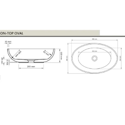 Раковина Acquabella On-Top 58 LAVABO_ON-TOP_OVAL_SLATE Белая