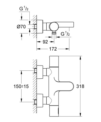 Смеситель для ванны Grohe Grohtherm 3000 Cosmopolitan 34276000 с термостатом Хром