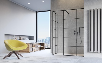 Душевая перегородка Radaway Modo New II Factory Walk-in 85 профиль Черный стекло прозрачное